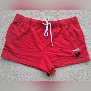 Walt Disney World Coca Cola Red Athletic Shorts with White Drawstring